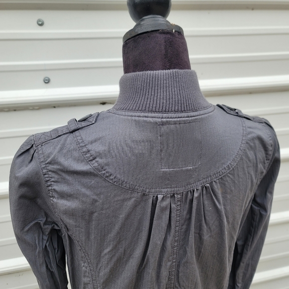 Miley Cyrus Max Azria Juniors Sz L Jacket Zip Lightweight Casual Gray Pockets - Picture 3 of 10